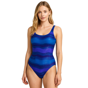 Longitude Blue and Purple One Pc Swimsuit Sz 8